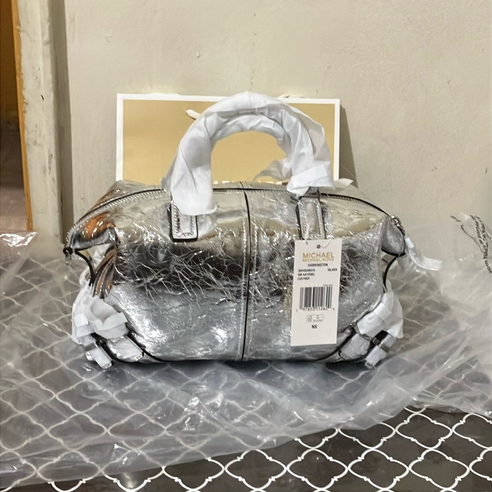 Michael Kors Metallic Silver Satchel